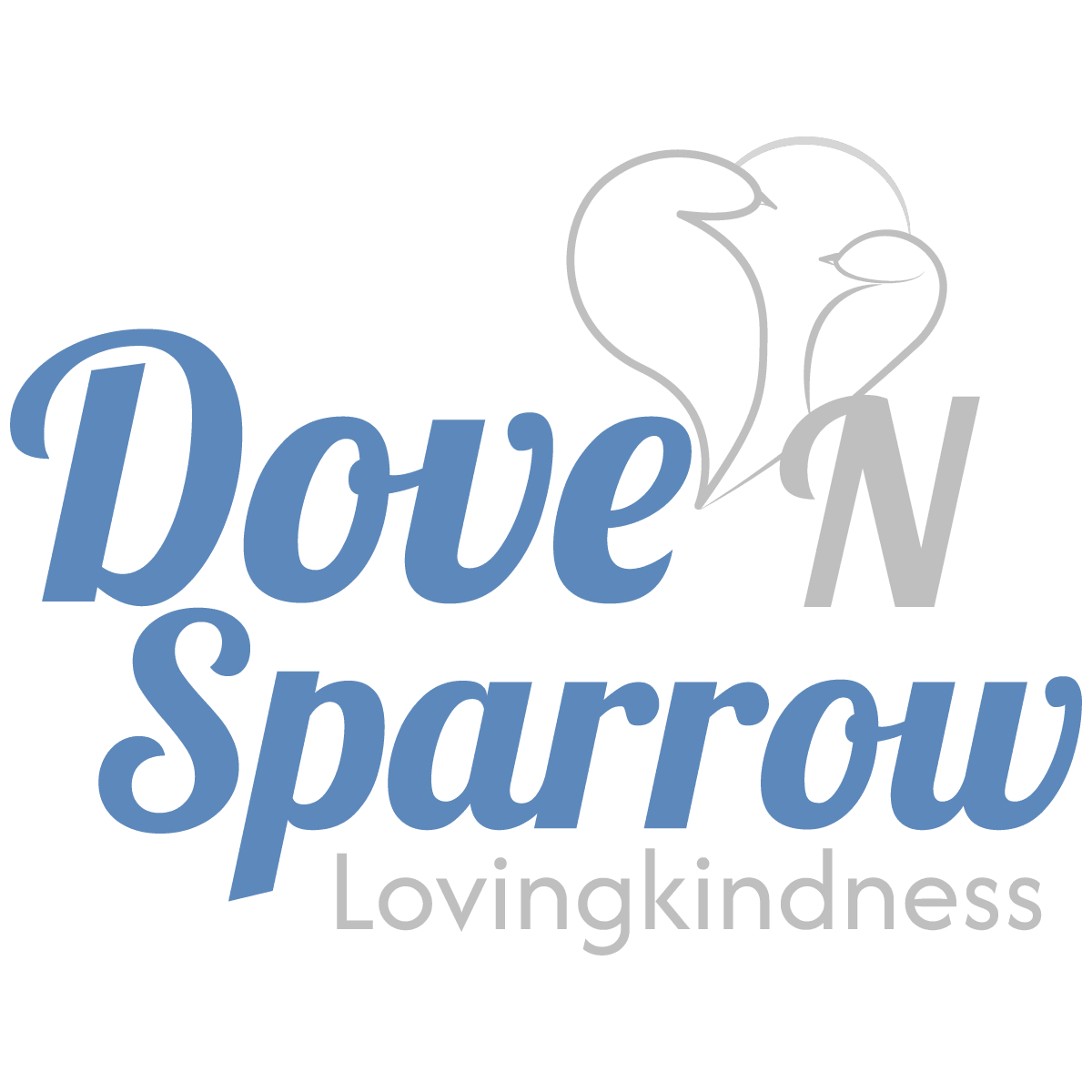 Logo of Dove N Sparrow Lovingkindness with intertwined doves.