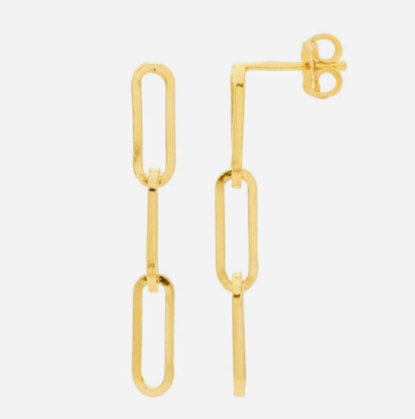 Elegant gold chain link earrings with a modern design.
