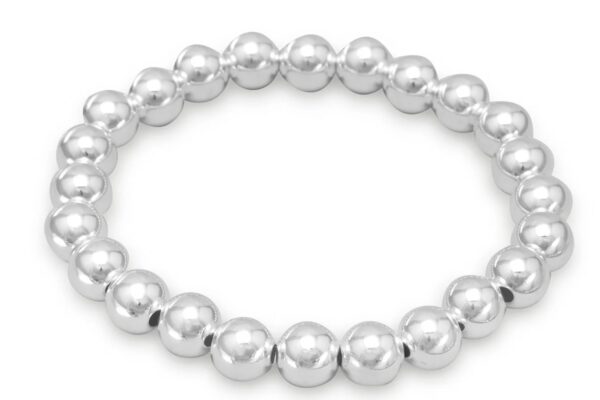 Elegant silver bead bracelet with a smooth, polished finish.