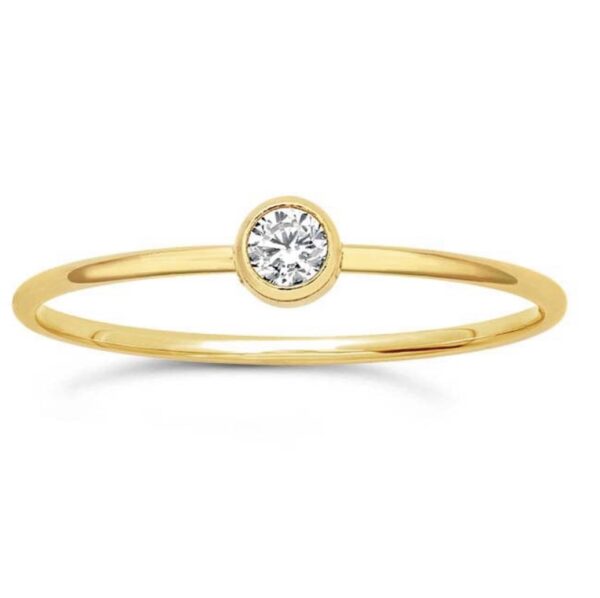 Elegant gold ring with a single diamond centerpiece.