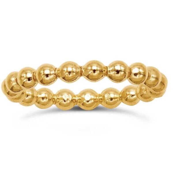 Elegant gold beaded ring with a polished finish.