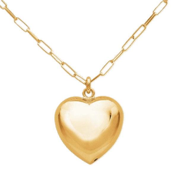 Elegant gold heart-shaped pendant on a delicate chain.