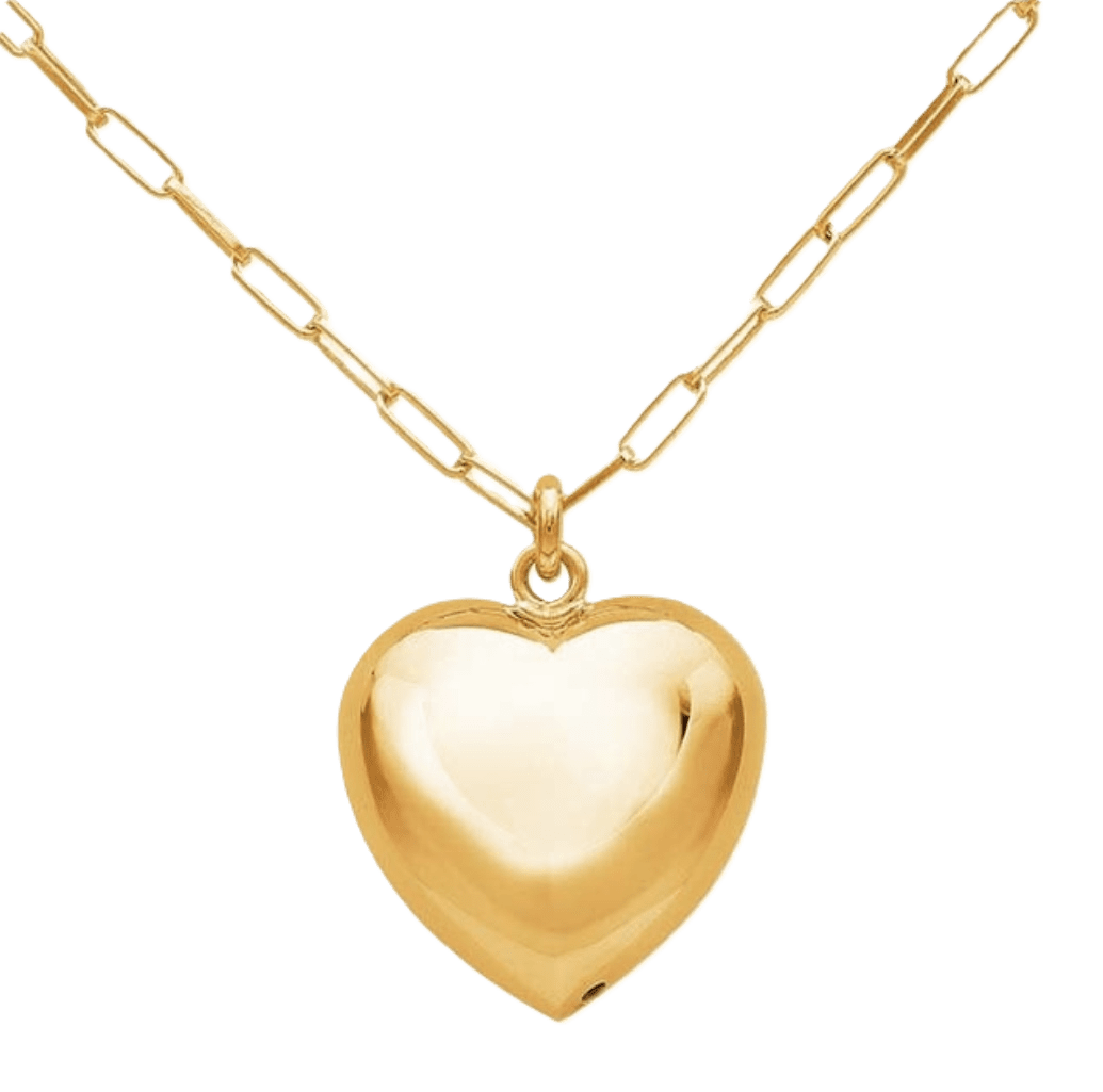 Elegant gold heart-shaped pendant on a delicate chain.